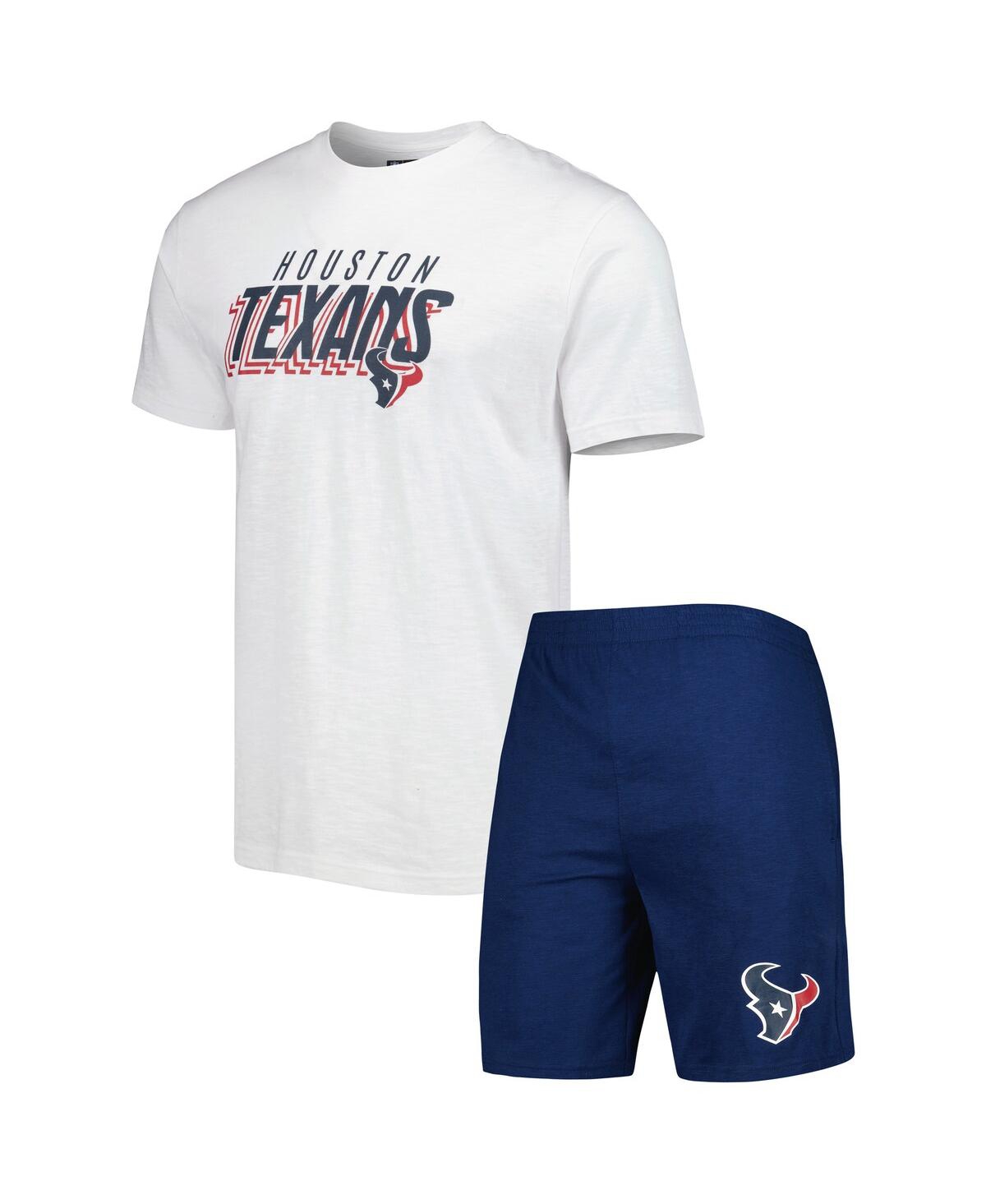 Men's Concepts Sport Navy, White Houston Texans Downfield T-shirt and Shorts Sleep Set - Navy, White