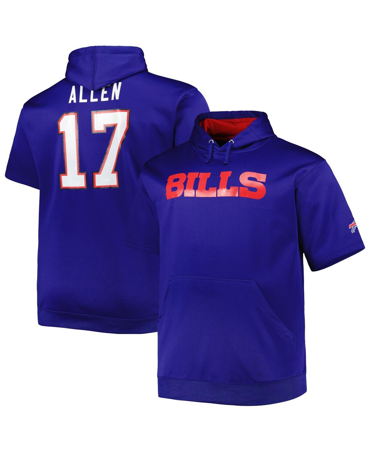 Fanatics Men's Josh Allen Royal Buffalo Bills Big And Tall Short Sleeve Pullover Hoodie