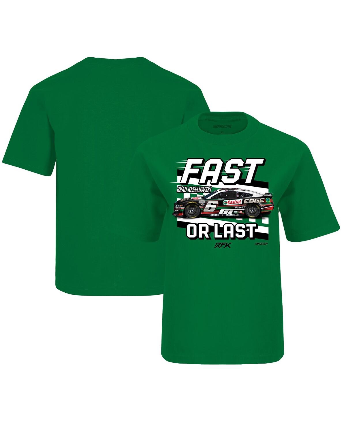Checkered Flag Sports Kids' Big Boys  Green Brad Keselowski Fast Or Last T-shirt