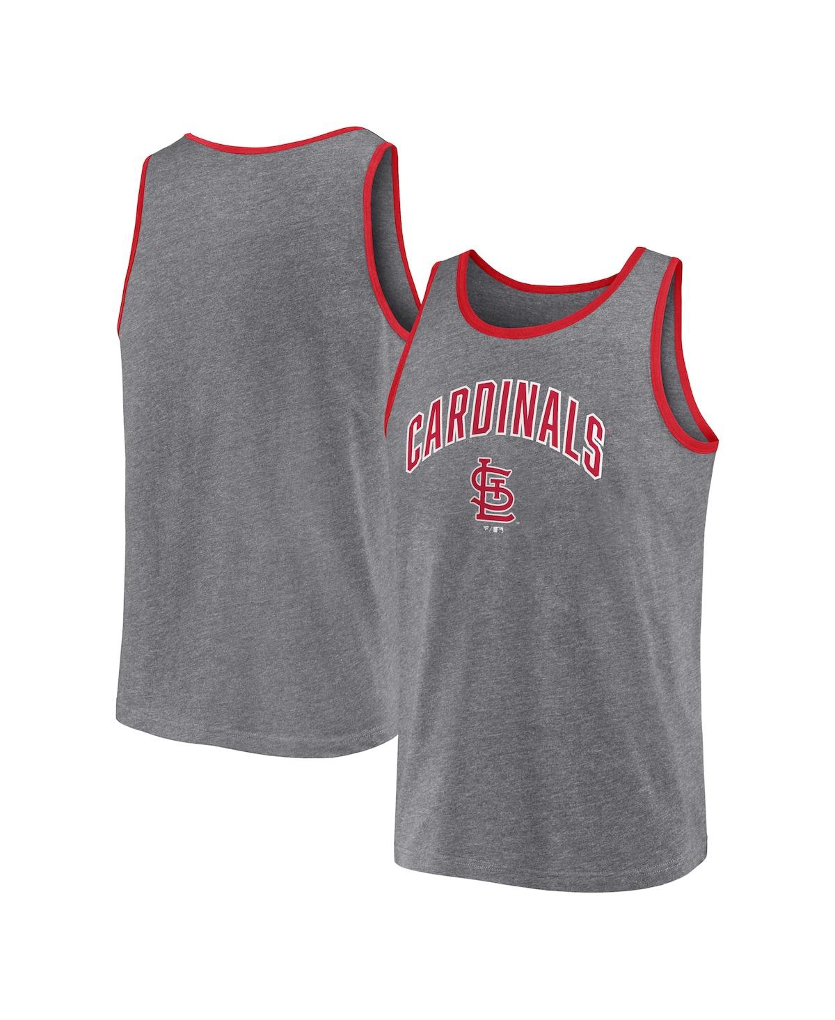 Shop Fanatics Men's  Heather Gray St. Louis Cardinals Primary Tank Top