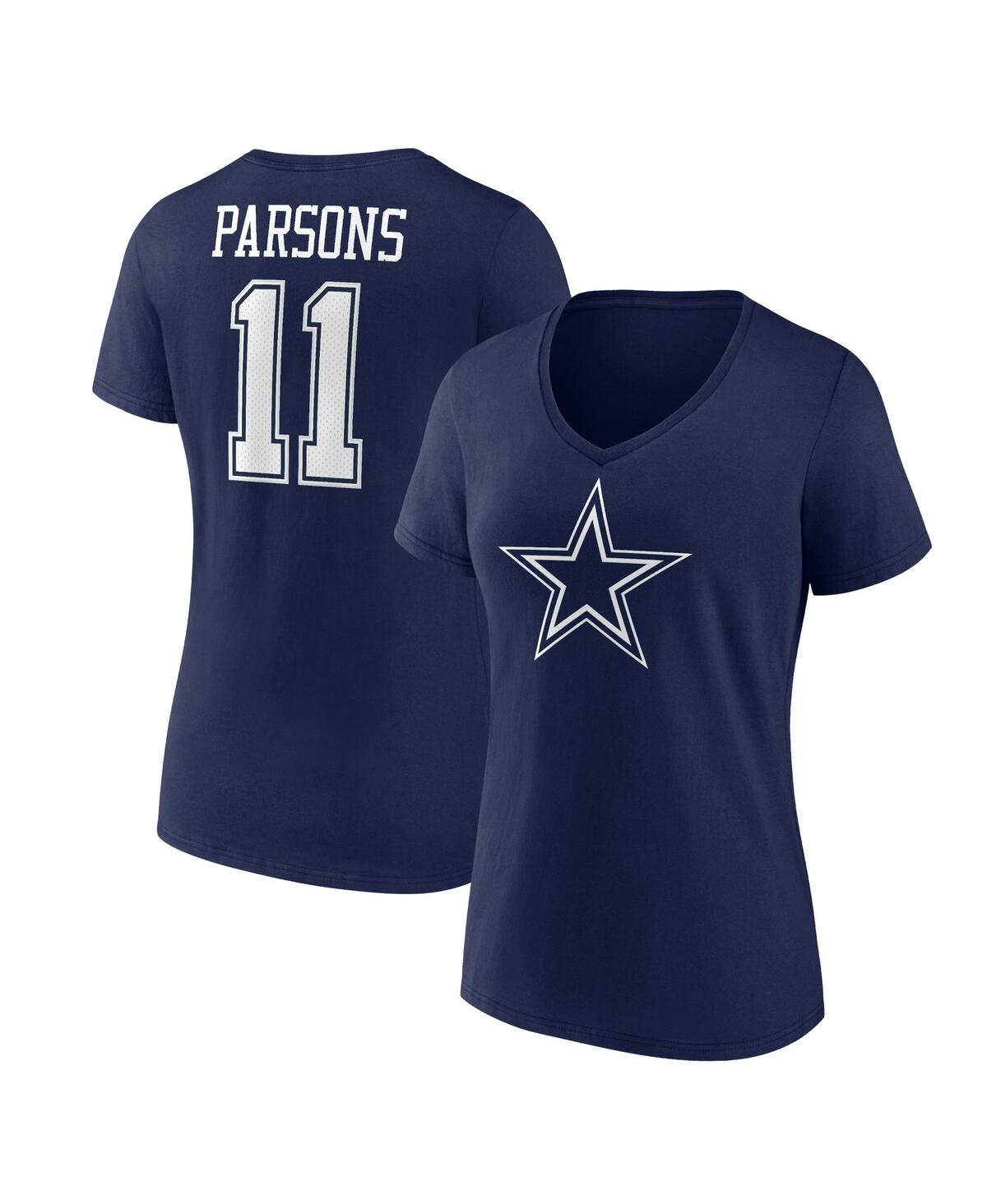 Fanatics Micah Parsons Navy Dallas Cowboys Plus Size Fair Catch Name & Number V-neck T-shirt In Navy