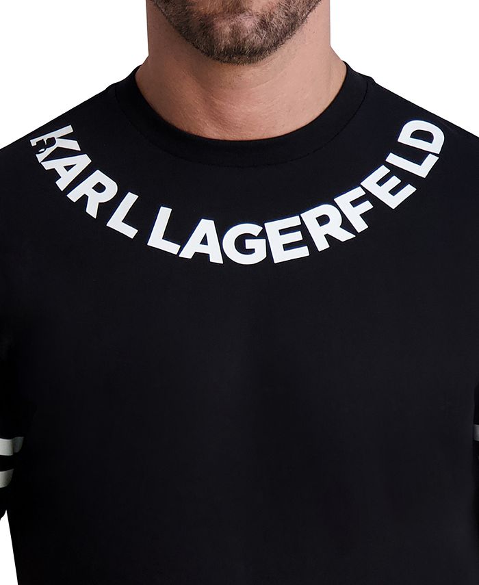 KARL LAGERFELD PARIS Men's Large Print Logo on Neck and Sleeves Tshirt