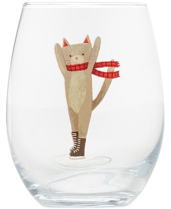 Americat Company Set of 2 Cat Stemless Wine Glasses and Drink Glasses –  Cute & Classy – Cat Lover and Wine Lover Gift – 21 Ounces – Dishwasher Safe  –