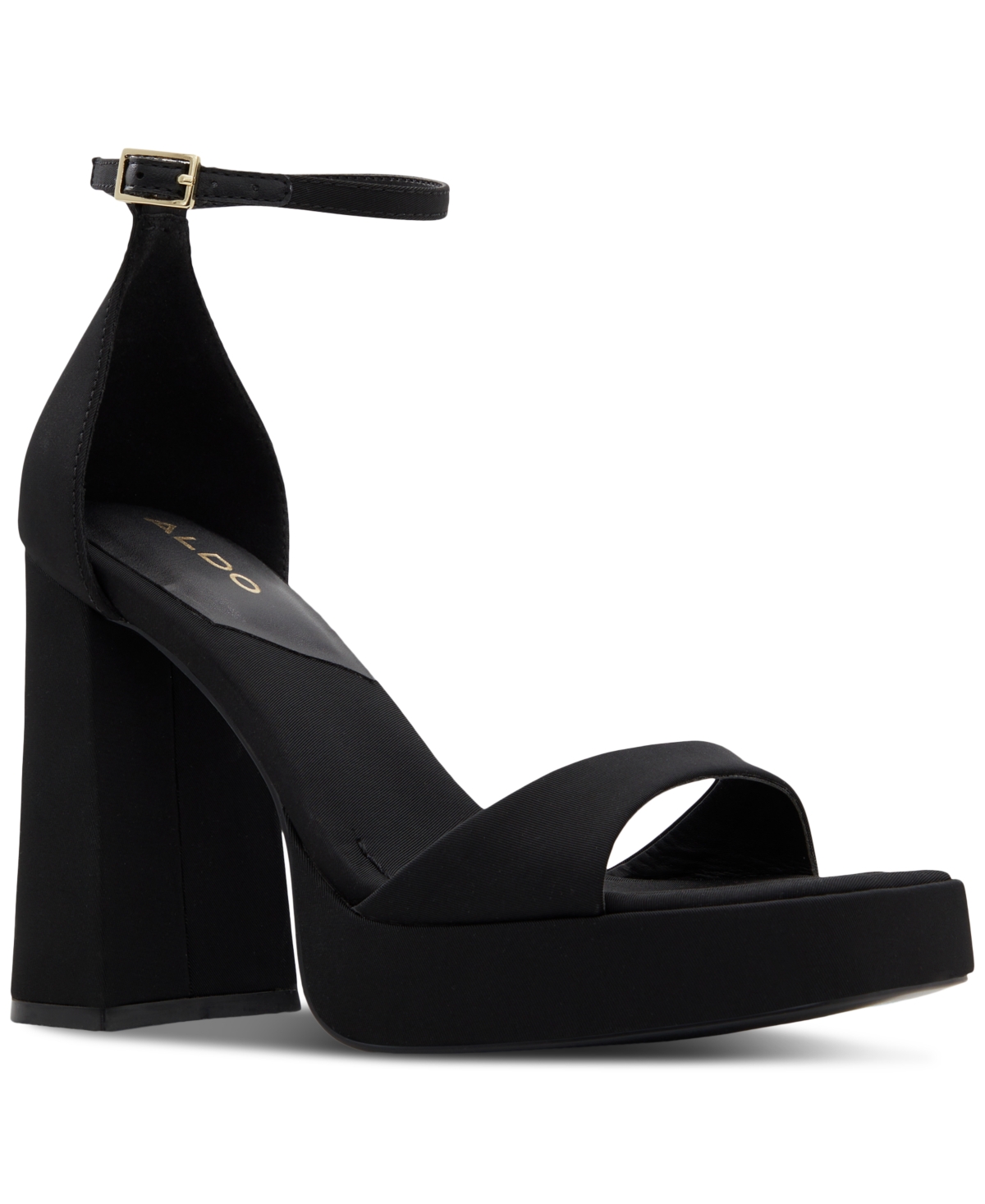 Shop Aldo Women's Montag Two-piece Ankle-strap Block-heel Sandals In Black