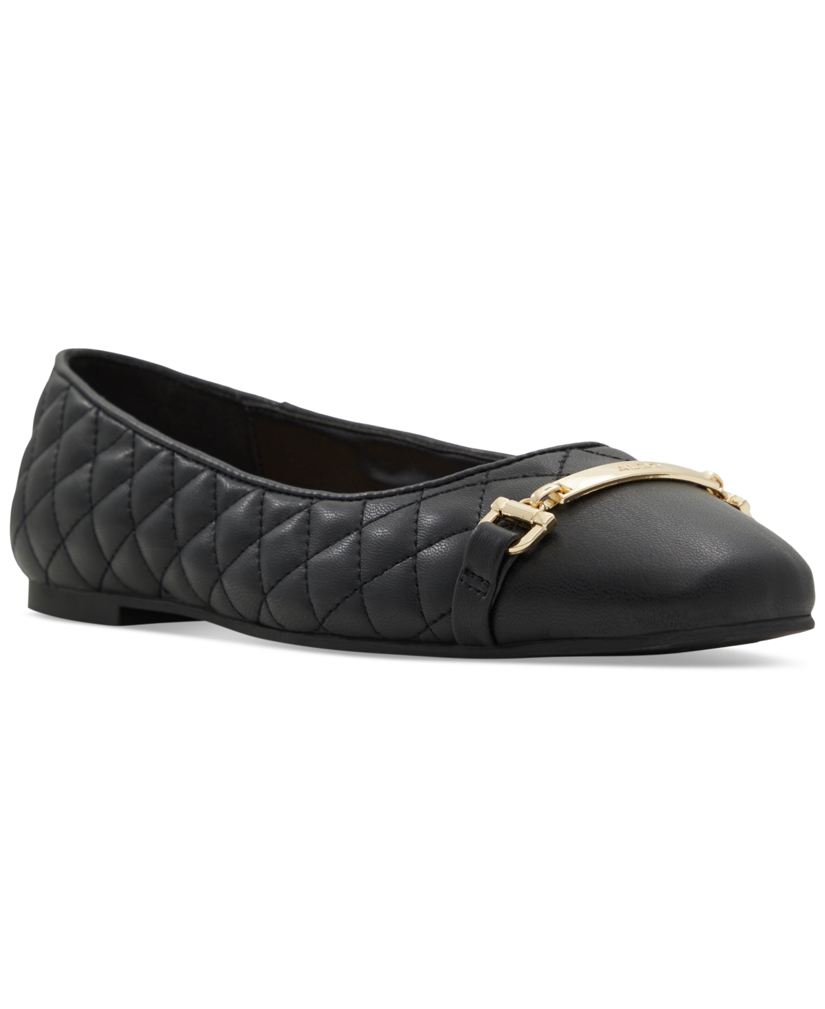 Shop Aldo Women's Leanne Quilted Hardware Slip-on Flats In Black Leather