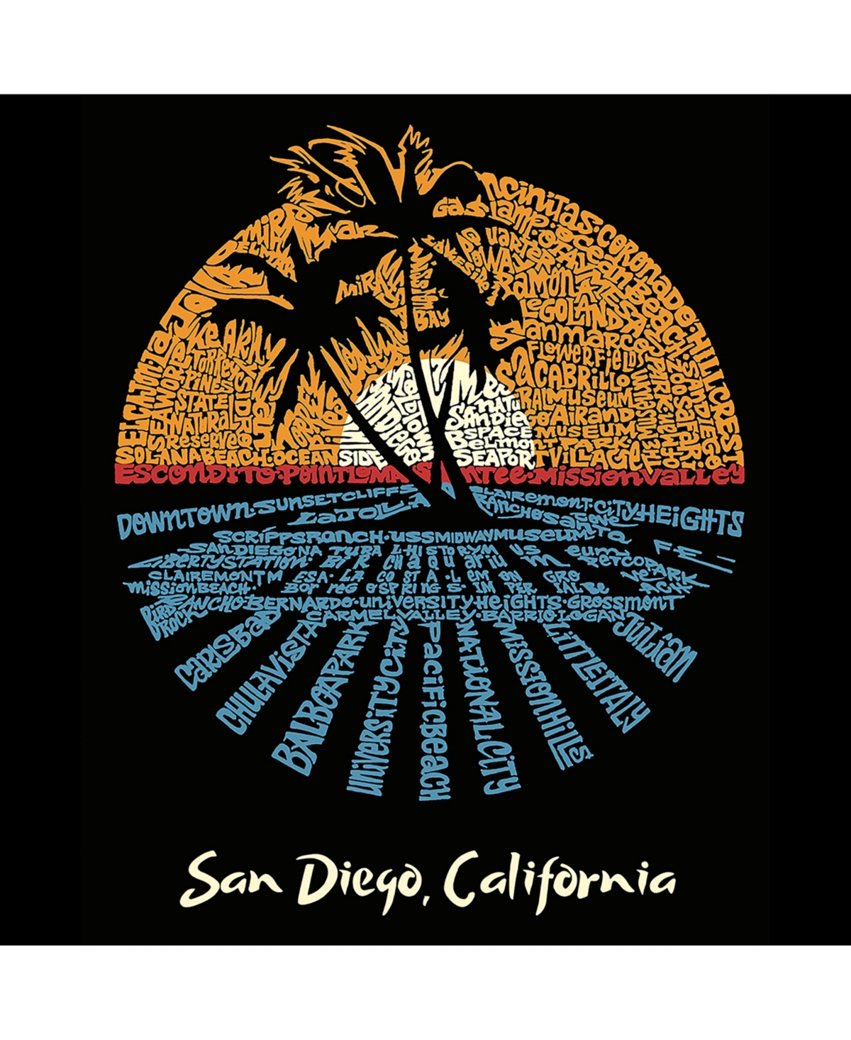 Big Girl's Word Art T-shirt - Cities In San Diego