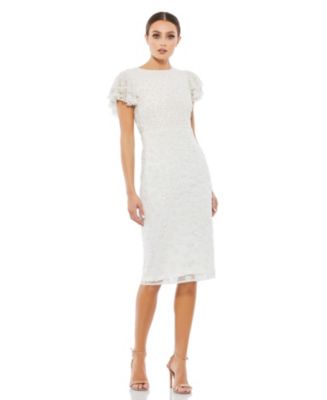 mac duggal flounce sleeve midi dress Mac Duggal Women's Flounce Sleeve Midi-Dress - Sage