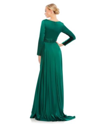 Women's Ieena Long Sleeve Ruched Waist A-Line Gown