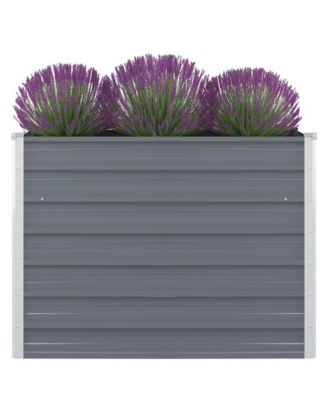 Raised Garden Bed 39.4"x39.4"x30.3" Galvanized Steel Gray