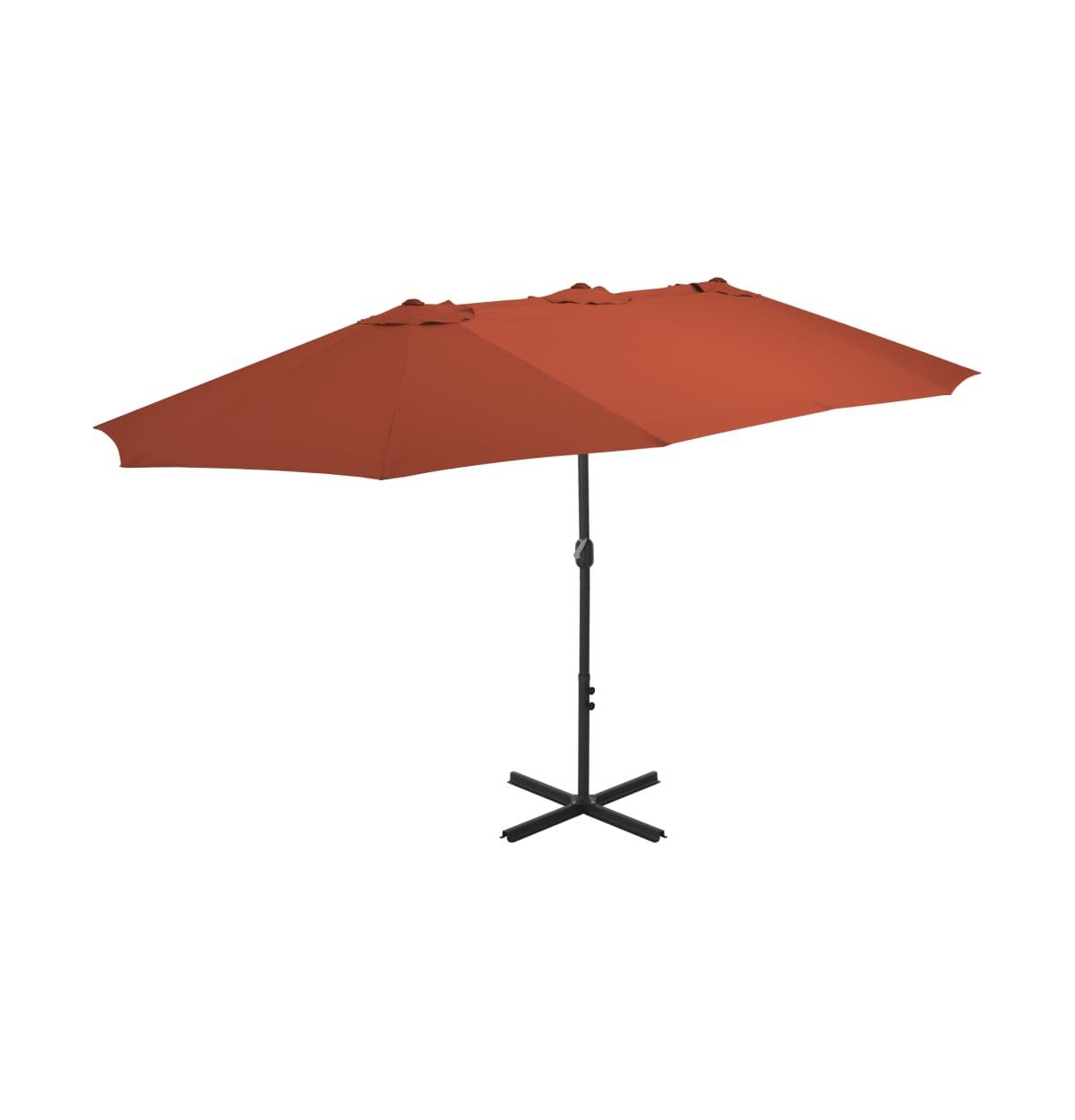 Outdoor Parasol with Aluminum Pole 181.1"x106.3" Terracotta - Red