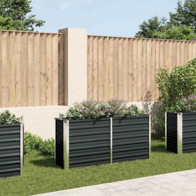 Garden Raised Bed Anthracite 63"x15.7"x30.3" Galvanized Steel