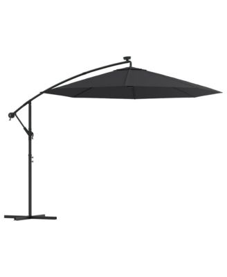 Cantilever Umbrella with LED Lights and Steel Pole 118.1" Black