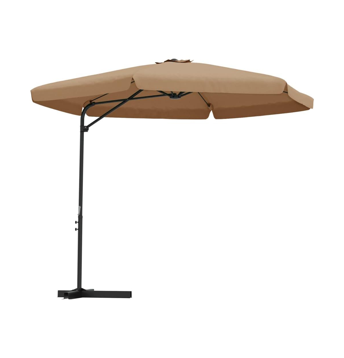 Outdoor Parasol with Steel Pole 118.1" Taupe - Dark Brown