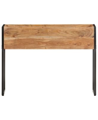 Planter Natural wood with black metal frame