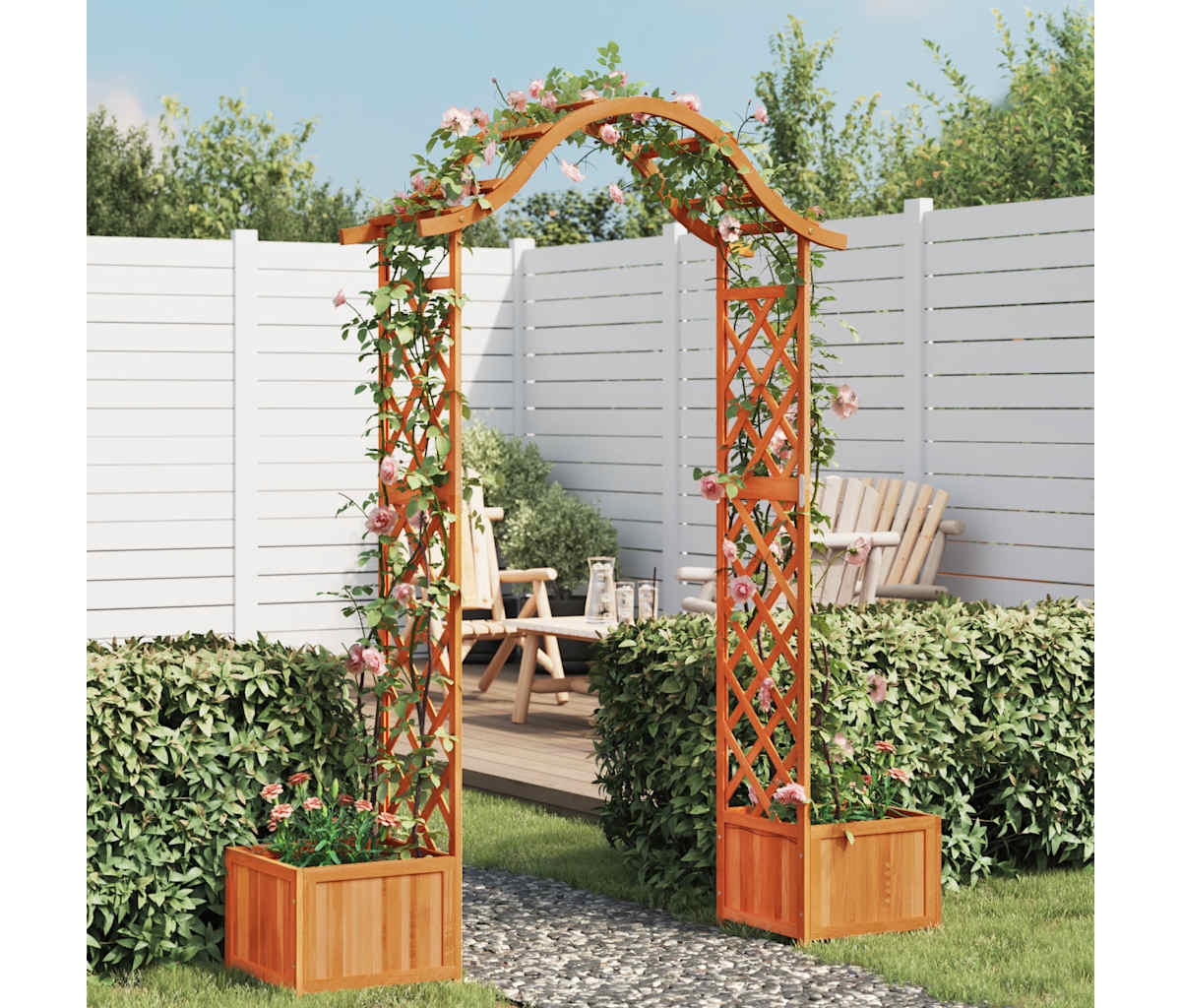 Garden Pergola with Planter Solid Firewood