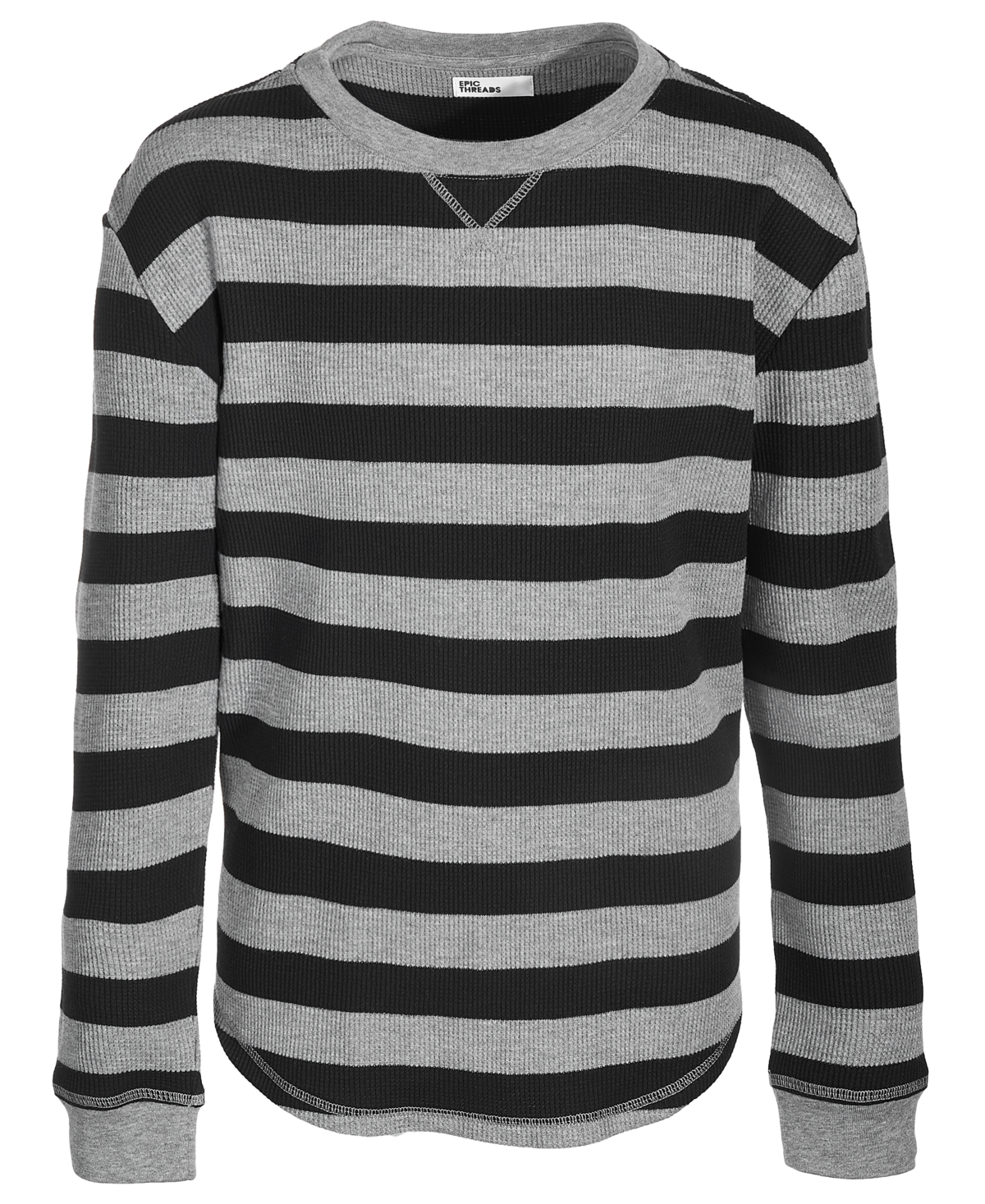 Epic Threads Little Boys Striped Thermal T-shirt, Created For Macy's In Deep Black