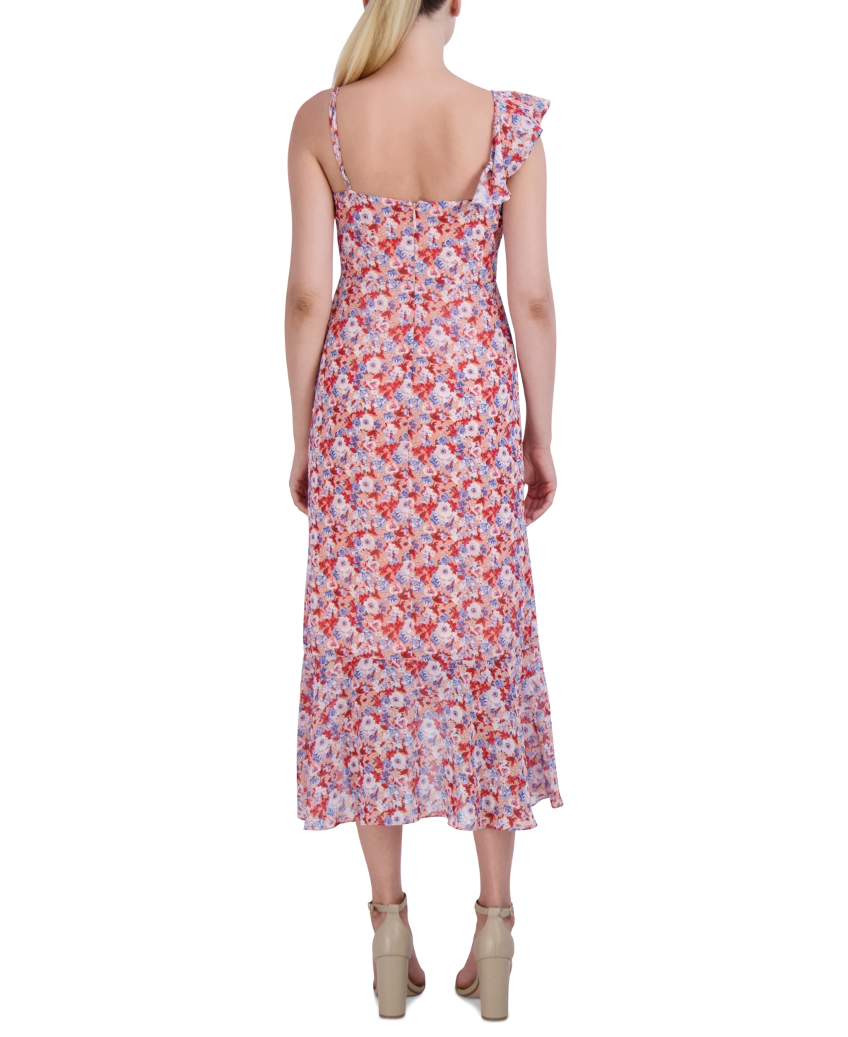 Shop Laundry By Shelli Segal Women's Printed Hi-low Ruffled Faux-wrap Dress In Painterly Floral