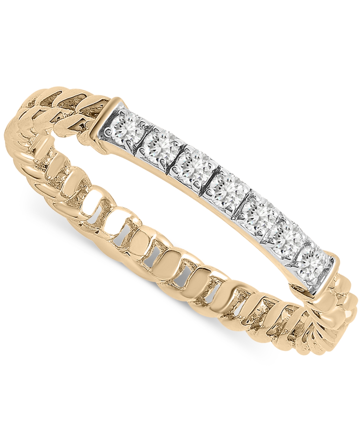Diamond Bar Chain Link Ring (1/6 ct. t.w.) in Gold Vermeil, Created for Macy's - Gold Vermeil