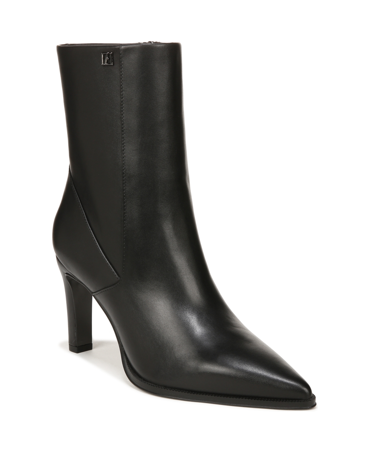 Franco Sarto Franco Appia Booties (Black Leather) 9.0 M Pointed Toe, Stacked Heels