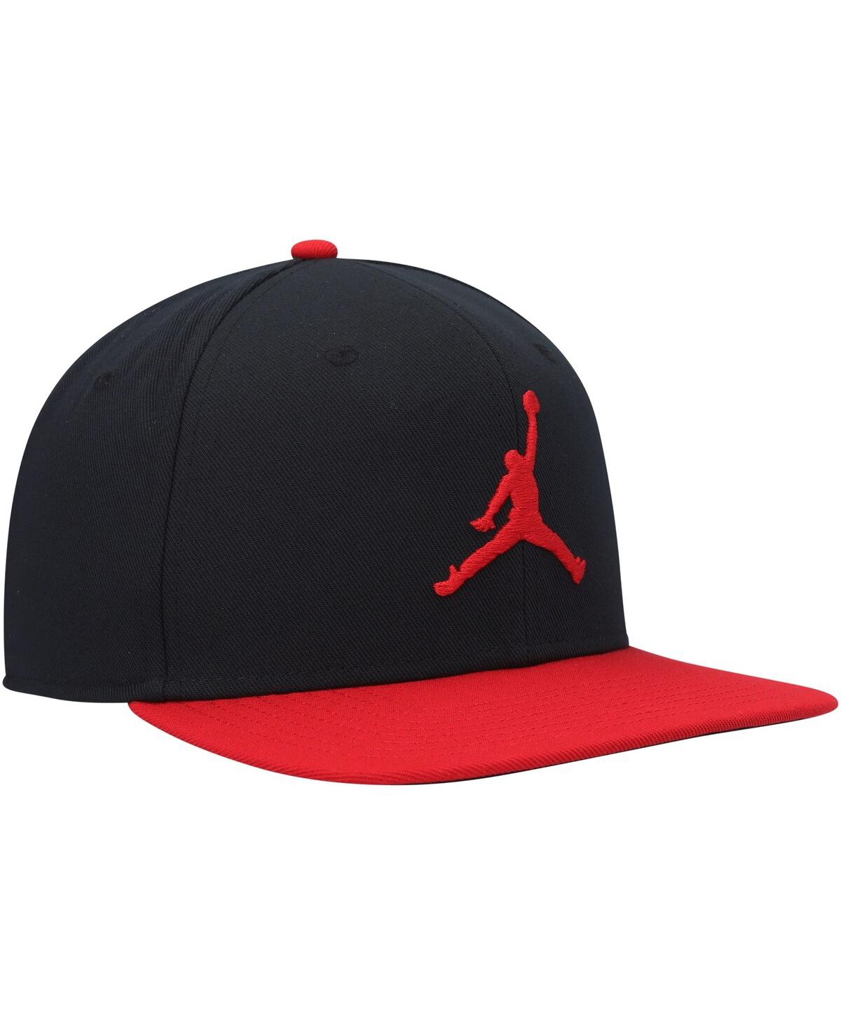 Shop Jordan Men's  White Jumpman Pro Logo Snapback Adjustable Hat In Black,red