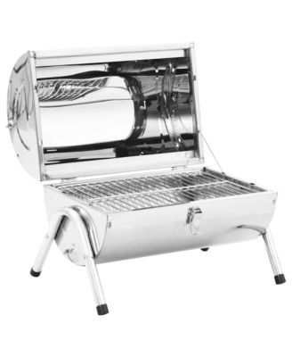 Portable Tabletop Charcoal BBQ Grill Stainless Steel Double Grids