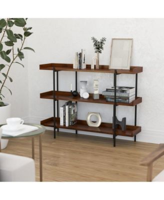 1 Pc, 35"H Metal Frame Raised Border 3-Tier Industrial Shelving Unit