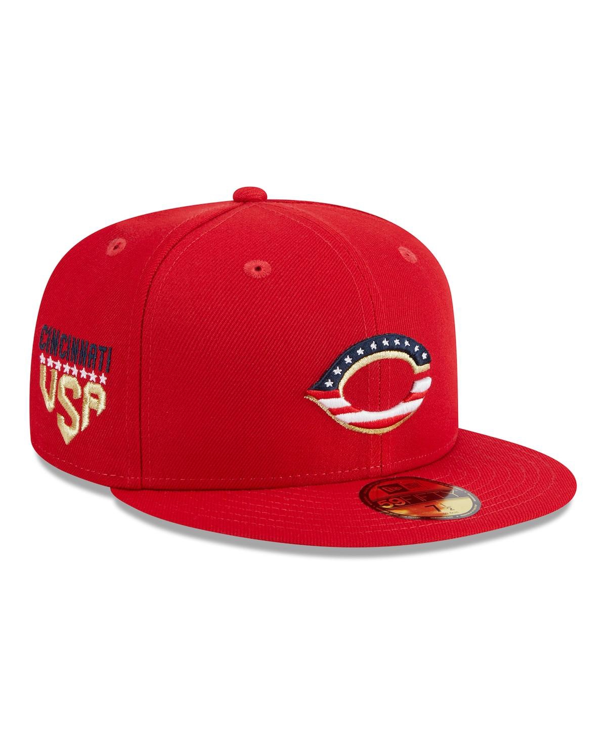 New Era Men's  Red Cincinnati Reds 2023 Fourth Of July 59fifty Fitted Hat