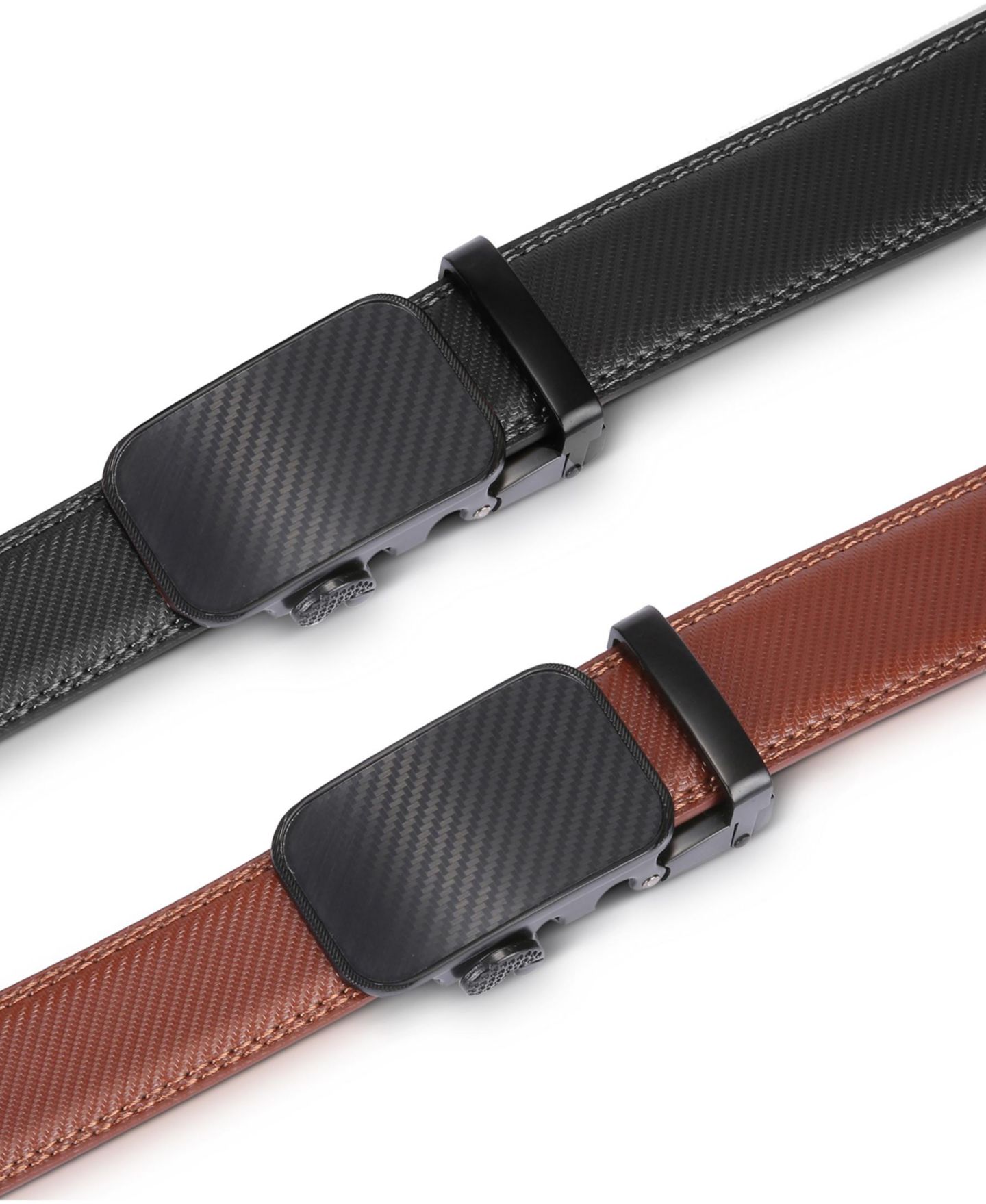 Мужские ремни Mio Marino Diagonal Weave 2 Pack Ratchet Belt, цвет: Чёрный / Коричневый — фото 3