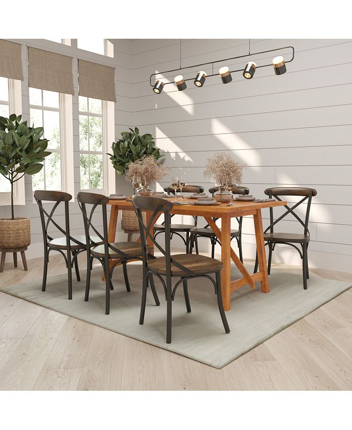 MERRICK LANE Tucker Series Industrial Style Black Metal XBack Dining