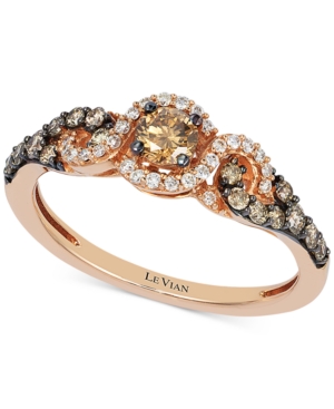 image of Le Vian Diamond Three-Stone Ring in 14k Rose Gold (1/2 ct. t.w.)