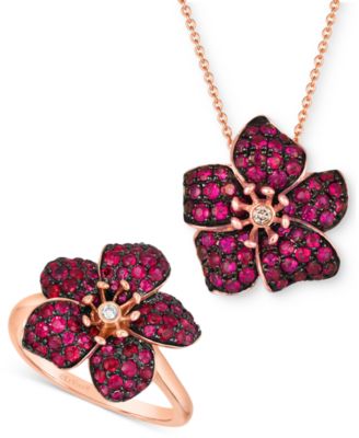 Le Vian Passion Ruby Nude Diamond Accent Flower Ring Pendant Necklace Collection In 14k Rose Gold