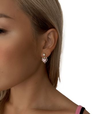 18k Gold-Plated Cubic Zirconia Heart Drop Earrings