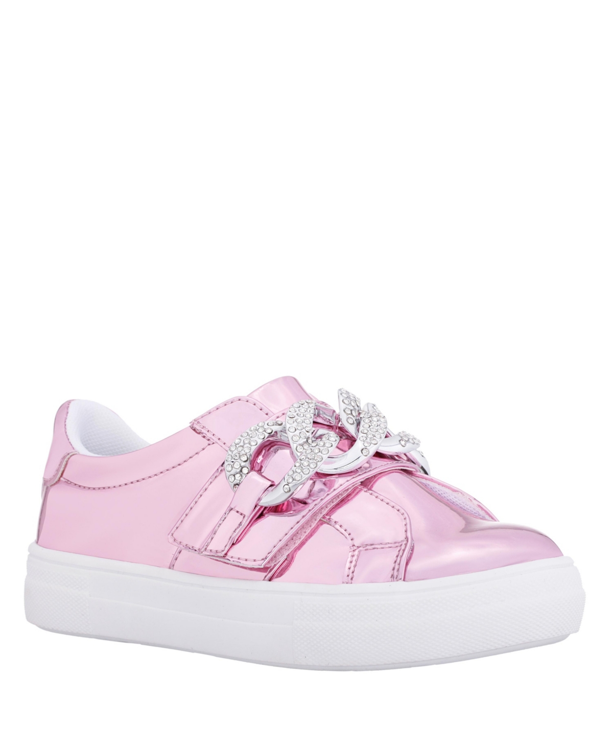 Nina Little Girls Emaleigh Rhinestone Chain Fashion Sneaker In Pink