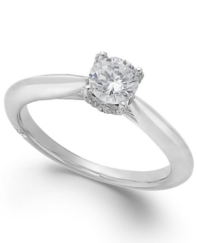 Classic by Marchesa Certified Diamond Solitaire Engagement Ring in 18k White Gold (1/2 ct. t.w.)