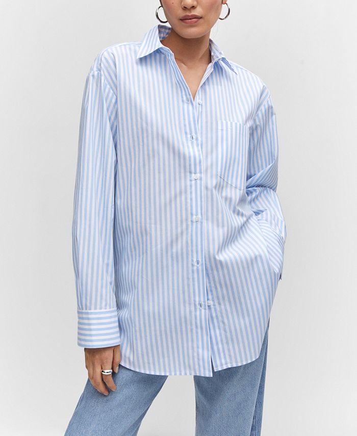 MANGO Women's Pocket Striped Shirt - Macy's