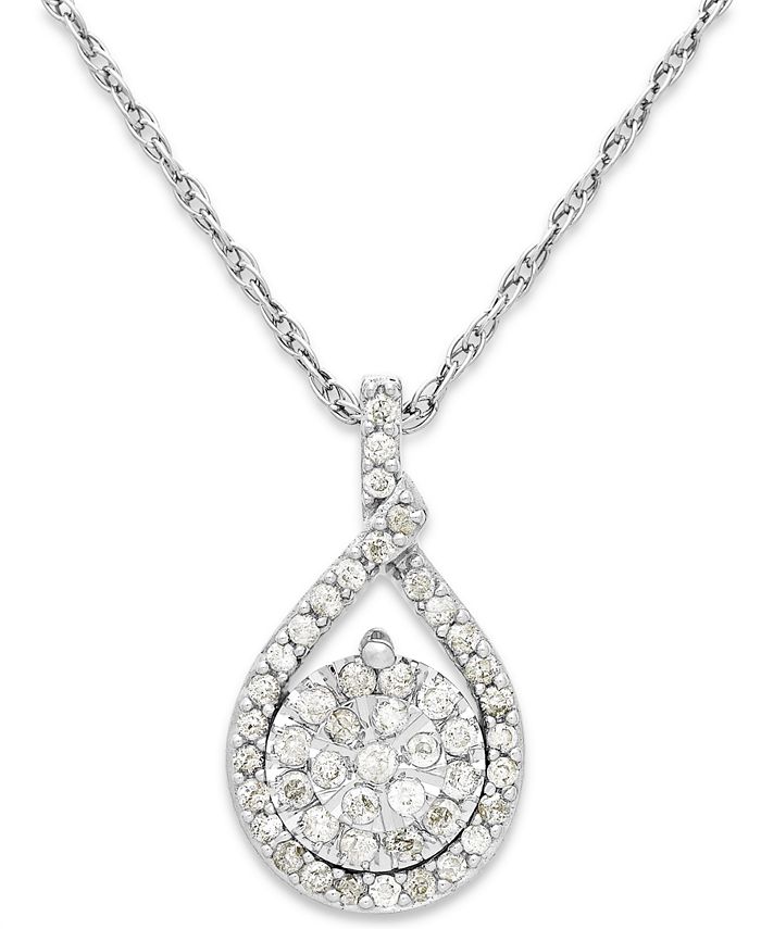 Macy s Diamond Cluster Pendant Necklace in Sterling Silver 1 5 ct