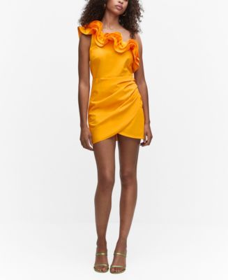 asymmetric ruffled dress mango Asymmetric ruffled dress - Women
