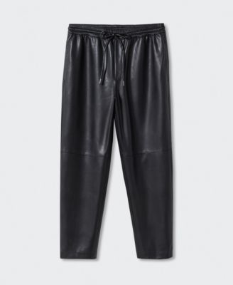 Women's Leather-Effect Elastic Waist Trousers