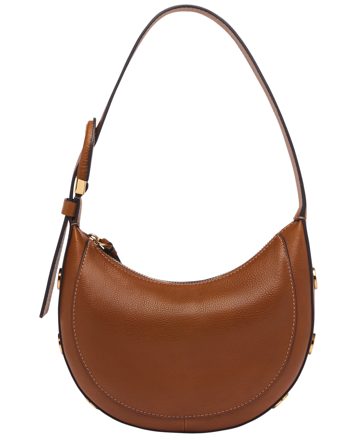Shop Fossil Harwell Leather Crescent Bag In Medium Brown