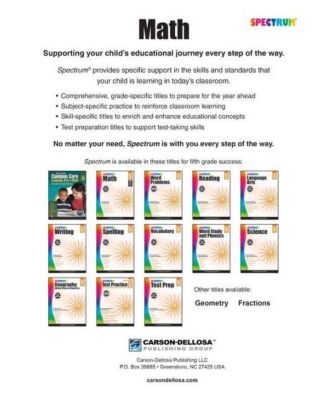 Spectrum Math Workbook, Grade 5 by Spectrum Compiler