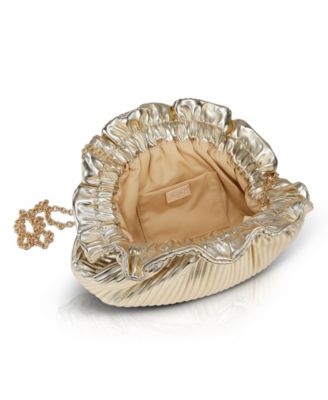 Woman's Piper Faux Leather Rib Pleated Pouch Clutch