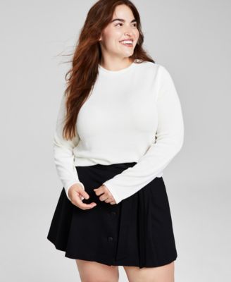 And Now This - Trendy Plus Size Ribbed Crewneck Sweater