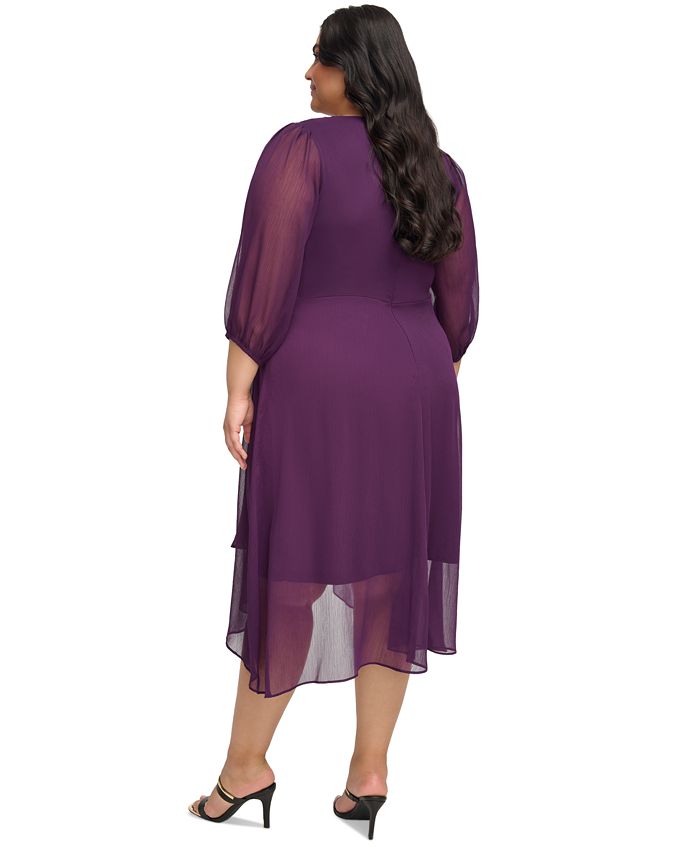 Plus Size Batwing Sleeve Twist Front Belted dress