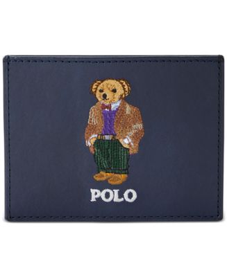 【Ralph Lauren】国内発送★Leather Traveler Bear Card Case Polo Ralph Lauren Men's Polo Bear Leather Card Case - Macy's