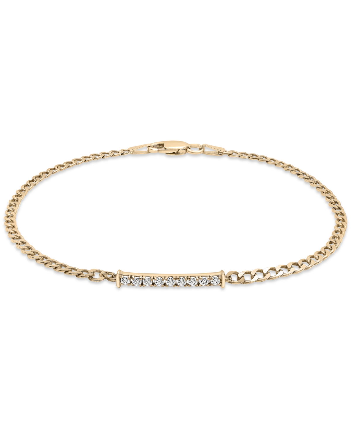 Diamond Bar Curb Link Bracelet (1/6 ct. t.w.) in Gold Vermeil, Created for Macy's - Gold Vermeil