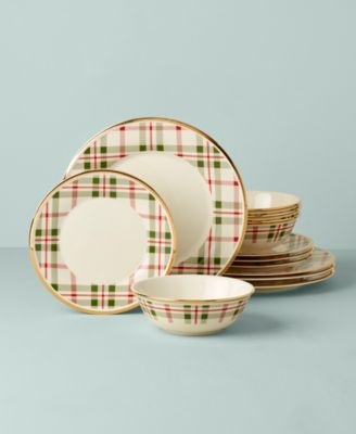 Holiday Plaid 12 Pc. Dinnerware Set, Service for 4