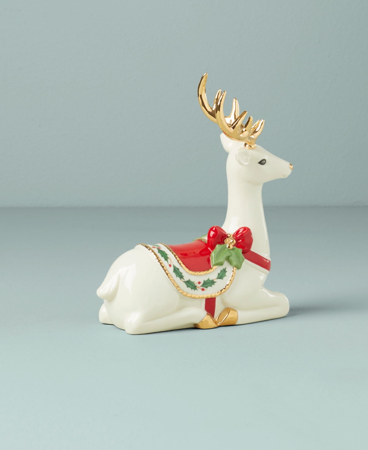 Lenox Laying Reindeer Figurine - Multi and Ivory