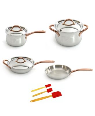 Ouro Gold 10Pc 18/10 Stainless Steel Cookware Set, SS Lids, Rose Gold Handles