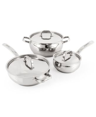Belly Shape 6pc 18/10 Stainless Steel Cookware Set with SS Lids