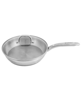 Belly Shape 3pc 18/10 Stainless Steel Fry Pan & Skillet Cookware Set with Glass Lid